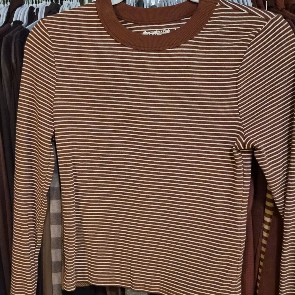 NWOT Abercrombie & Fitch Striped Long Sleeve Top - Picture 4 of 8